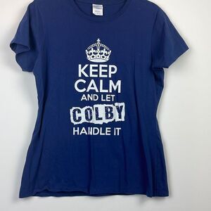 Port & Company Women's Short Sleeve Let Colby Handle It Fan Fave Blue T-Shirt L